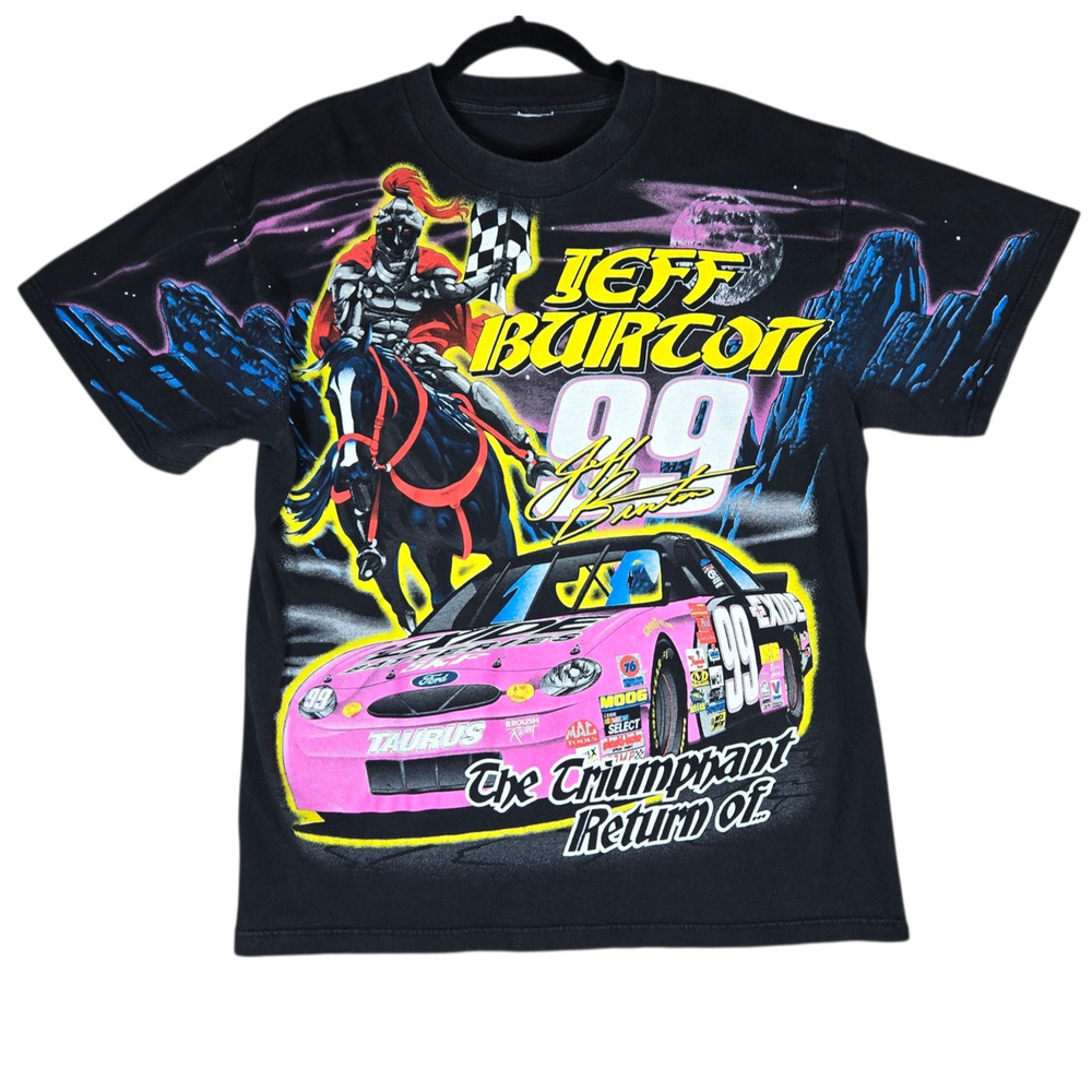 Vintage 1999 NASCAR All Over Shirt Mens Large Jeff Burton Track Master Returns‎